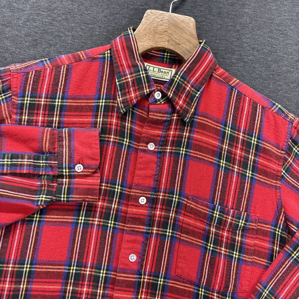 Vintage L.L. BEAN Flannel Shirt Mens M Multicolor Plaid Workwear Made in USA